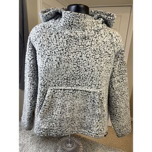 Victoria's Secret Pink Women's‎  Sherpa Funnel Neck Hoodie Gray Pullover size L
